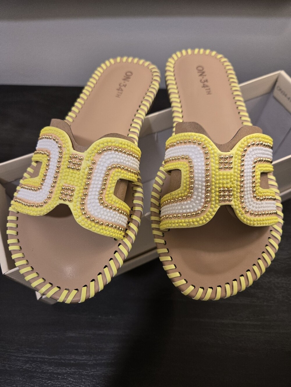 On 34th Mansi Beaded H-band Flat Sandal NWT
